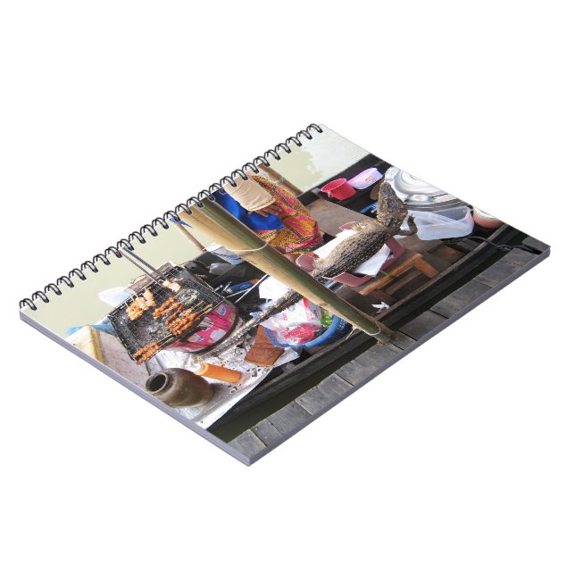 Krokodile Fleisch GRILLEN ... Thailand Street Food Notizblock (Linke Seite)