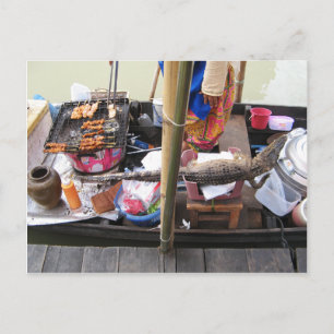 Krokodile Fleisch GRILLEN ... Thailand Street Food Postkarte