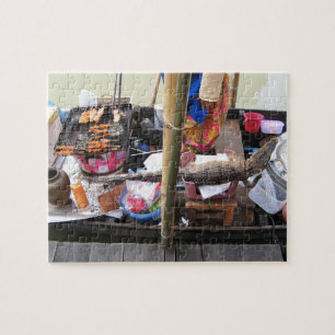 Krokodile Fleisch GRILLEN ... Thailand Street Food Puzzle