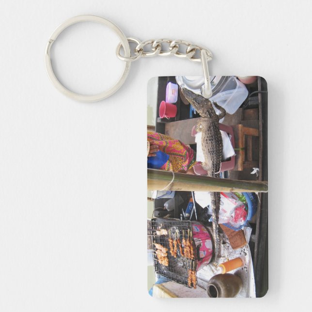 Krokodile Fleisch GRILLEN ... Thailand Street Food Schlüsselanhänger (Vorderseite)