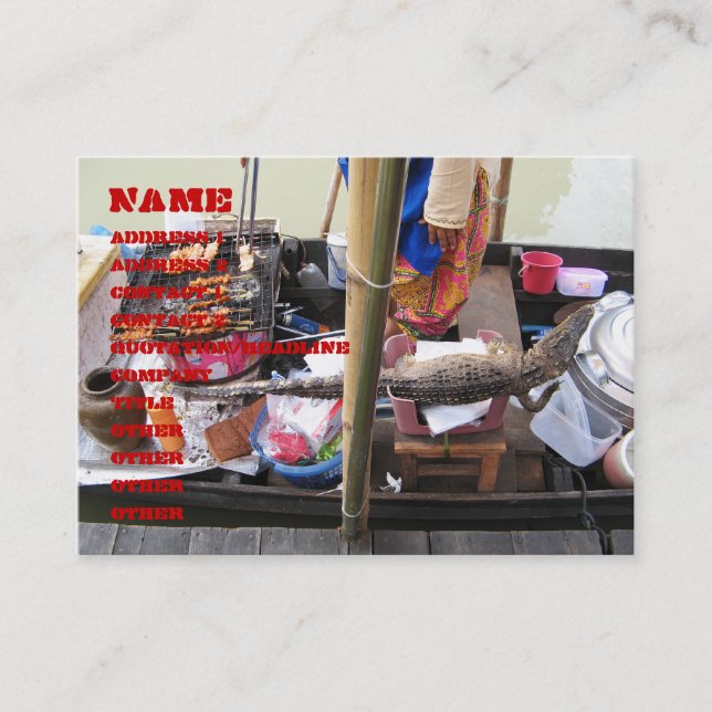 Krokodile Fleisch GRILLEN ... Thailand Street Food Visitenkarte (Vorderseite)