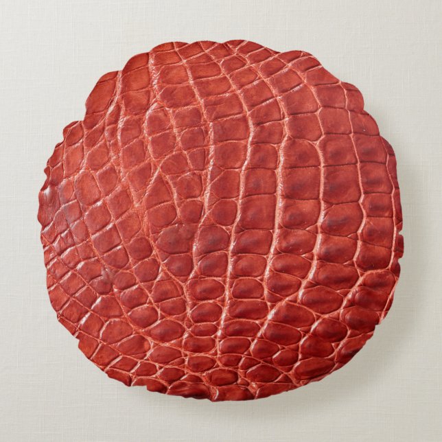 Krokodile Ledertextur Rundes Kissen (Vorderseite)