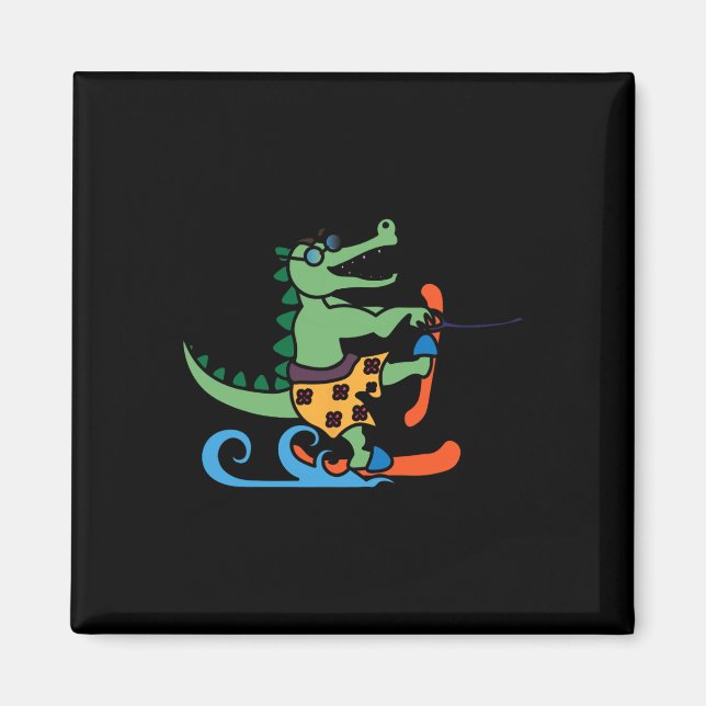 Krokodile Lover Skifahrer Reptilien Wasserski Magnet (Vorne)