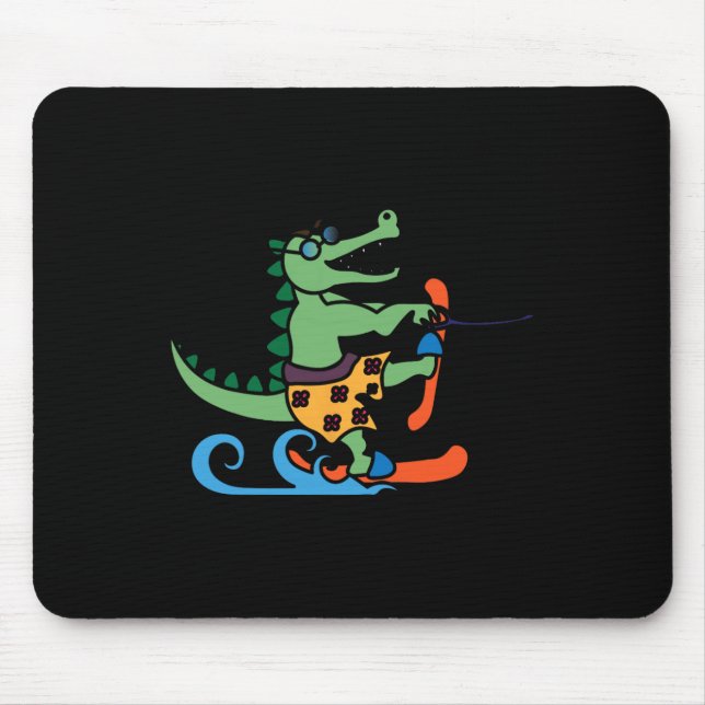 Krokodile Lover Skifahrer Reptilien Wasserski Mousepad (Vorne)