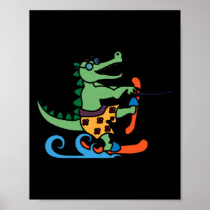 Krokodile Lover Skifahrer Reptilien Wasserski Poster