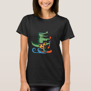 Krokodile Lover Skifahrer Reptilien Wasserski T-Shirt
