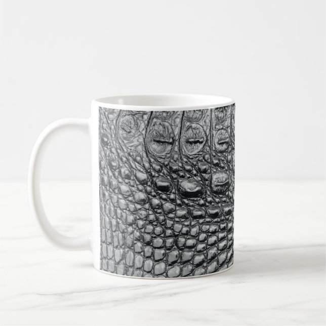 Krokodile Noir: Mystik aus schwarzem Leder Kaffeetasse (Links)
