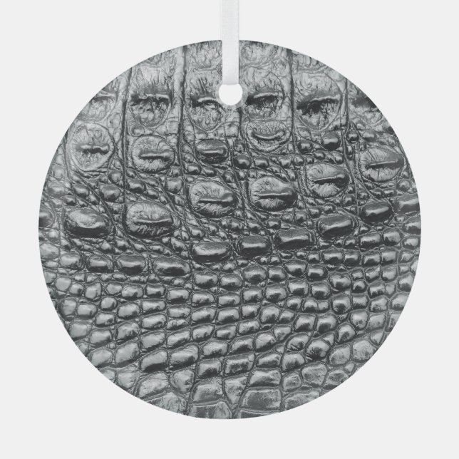 Krokodile Noir: Mystik aus schwarzem Leder Ornament Aus Glas (Vorderseite)