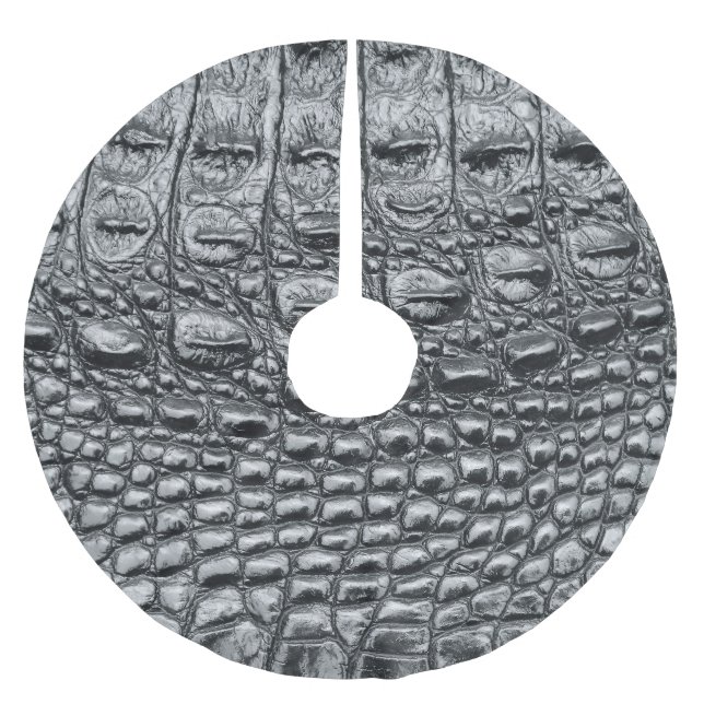 Krokodile Noir: Mystik aus schwarzem Leder Polyester Weihnachtsbaumdecke (Vorderseite)