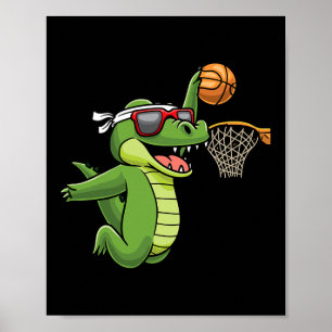 Krokodile Playing Bysketbyll Alligator Bysketbyll Poster