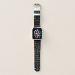 Krokodile Schwarze Imitat Ledermuster Apple Watch Armband