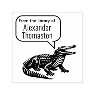 Krokodile-Sprechblase Bibliothek mit Buchnamen Permastempel