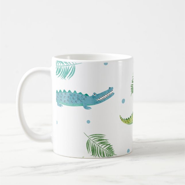 Krokodile Wasserfarbe: Vintages Alligatormuster Kaffeetasse (Links)