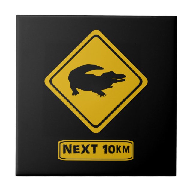 Krokodils-Straßenschild Fliese (Vorderseite)
