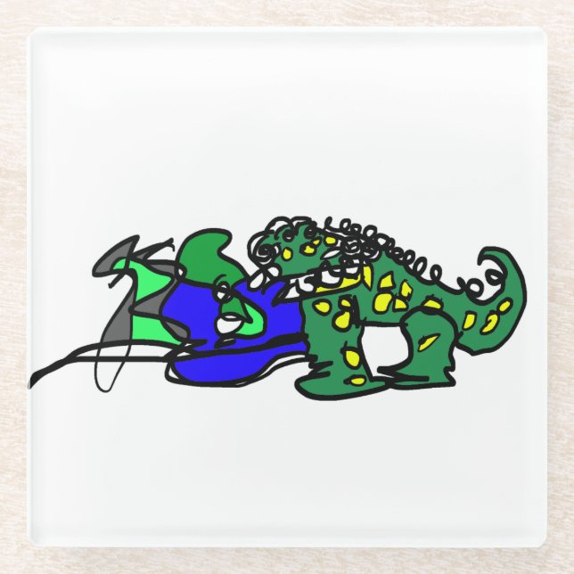 Krokodilschlag Glasuntersetzer (Vorderseite)