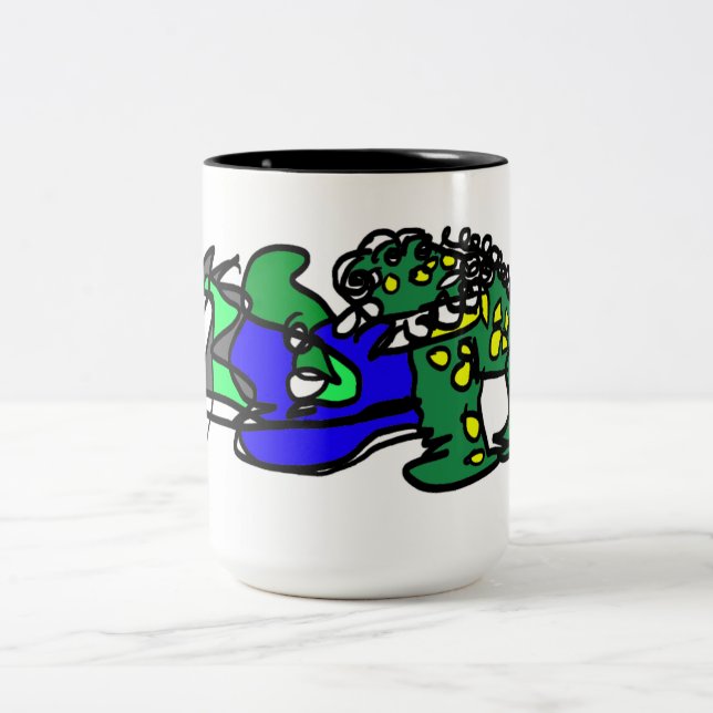 Krokodilschlag Zweifarbige Tasse (Mittel)