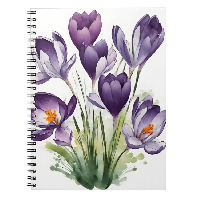 Krokus - Aquarellblumen Notizblock (Vorderseite)