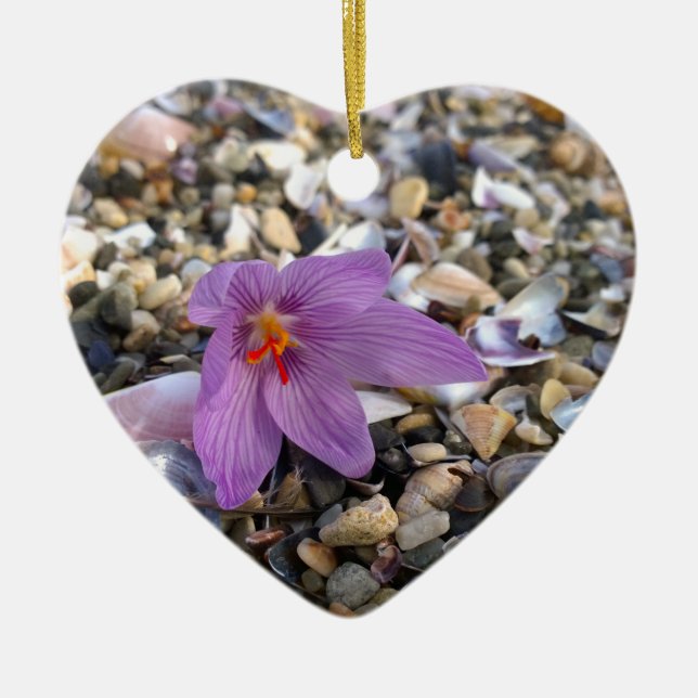 Krokus Herz Keramik Ornament (Vorne)