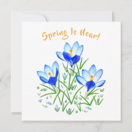 Krokusblüte auf weißer flacher Karte