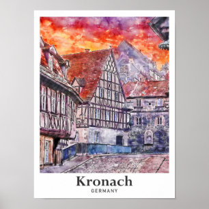 Kronach Deutschland Reise Wasserfarbe Handgezeichn Poster