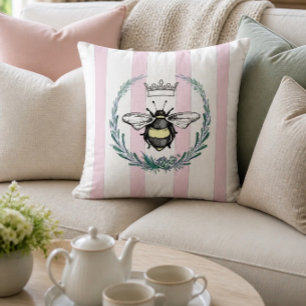 Kronbee im Kraut Rosa und Weiß gestrichen Kissen