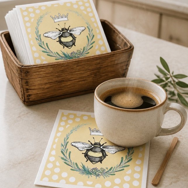 Kronbiene | Honey Polka Dot Paper Napkins Serviette (Von Creator hochgeladen)
