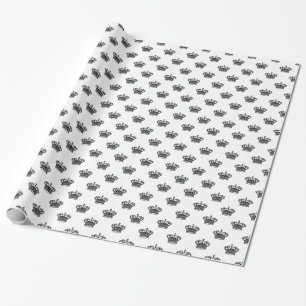 Krone 01 - Schwarzes auf Weiß Geschenkpapier