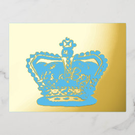 Krone | Goldkrone Es ist eine junge Geburtserkläru Folie Einladungspostkarte