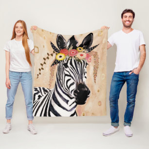 Krone Klimt Zebra-  der Blumen Fleecedecke