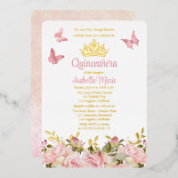 Krone | Schmetterlinge Rosa Rose Floral Quinceañer