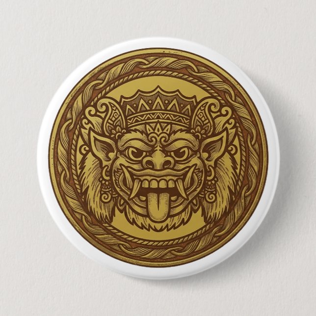 Kronen-Barong-Medaille Button (Vorderseite)