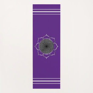 Kronen-Chakra-Mandala & Lotus auf königlichem Purp Yogamatte