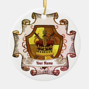 Kronen-Familienwappen-Nachname Keramik Ornament