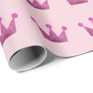 Kronen Glitzer Rosa Abschluss Pink Fuchsia Pastell Geschenkpapier