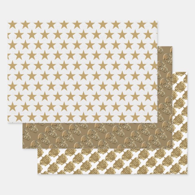 Kronen, Schädel und Sterne Geschenkpapier Set (Set)