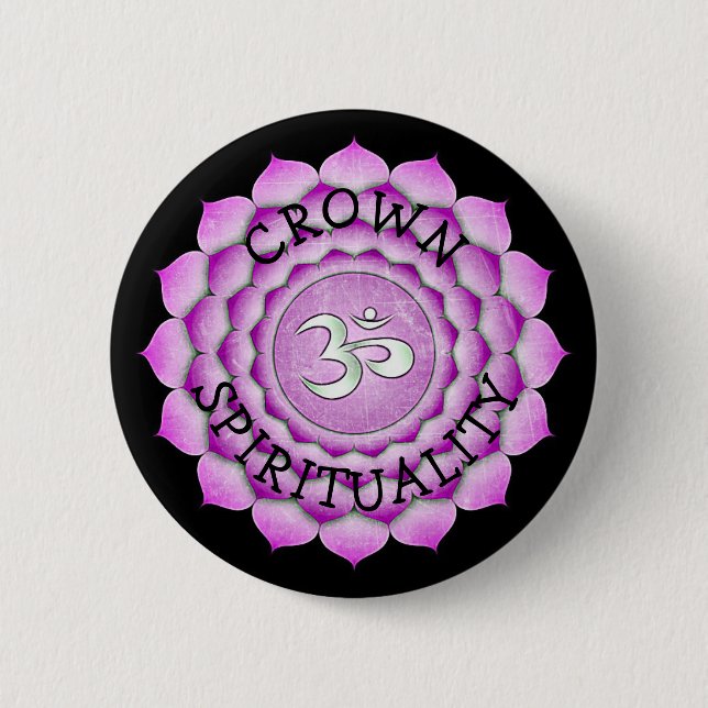 KRONEN-SPIRITUALITÄT LILA Chi Chakra Knopf Button (Vorderseite)