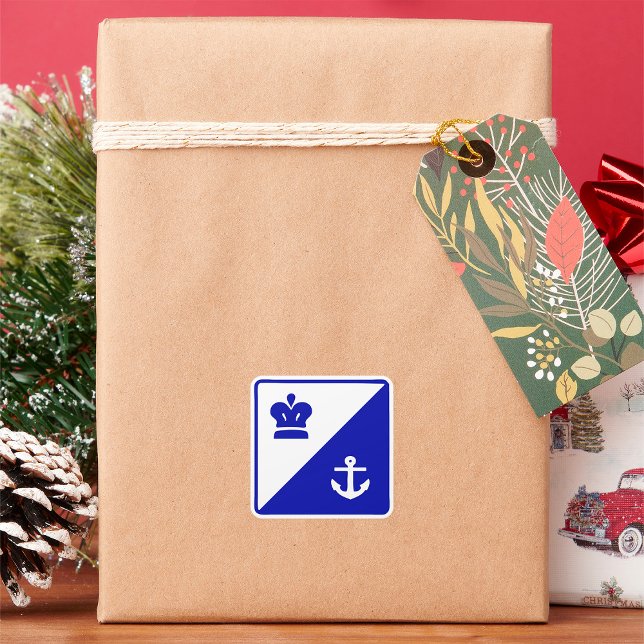 Kronen- und Anchor-blaue Aufkleber mit weißem Quad (Von Creator hochgeladen)