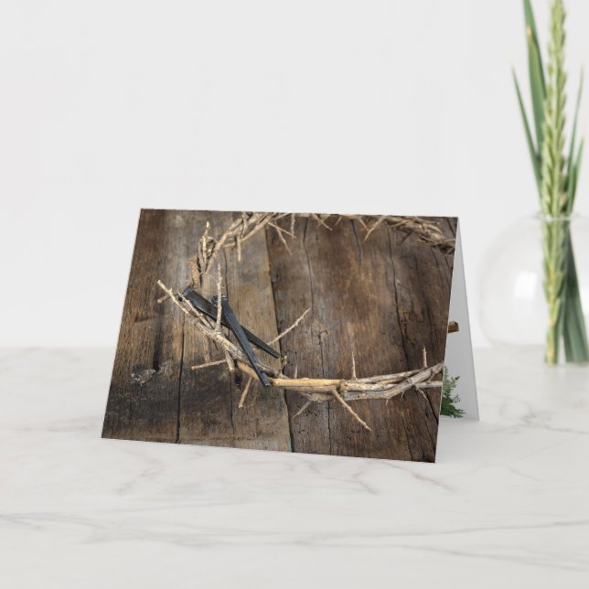 Kronen von Fäden und Nägeln Feiertagskarte (Vorderseite)