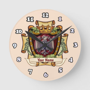 Kronenbanner Adler Nachname Runde Wanduhr