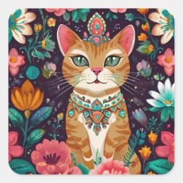 Kronenkatze Quadratischer Aufkleber