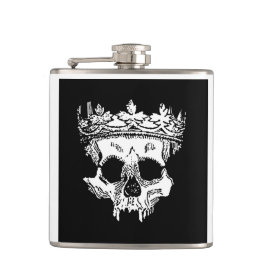 Kronenkelettkopf auf einer Flasche Flachmann