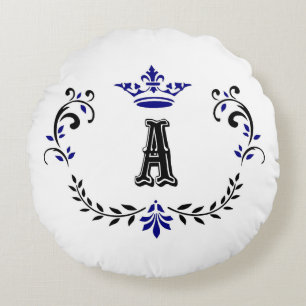 Kronenkranz A Monogramm Rundes Kissen