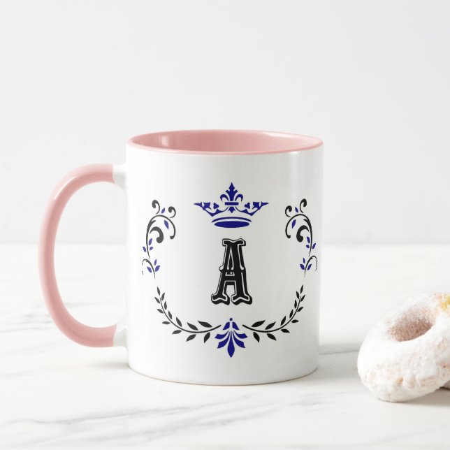 Kronenkranz A Monogramm Tasse (Mit Donut)