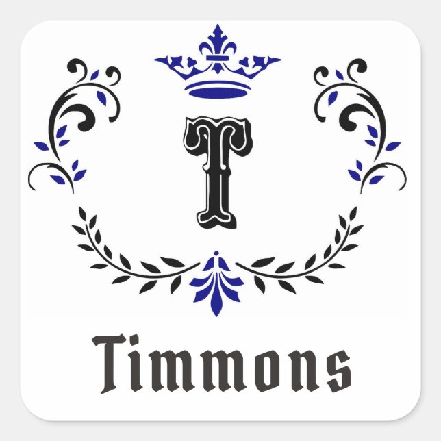 Kronenkreath "T" Monogramm-Aufkleber Quadratischer Aufkleber (Vorderseite)