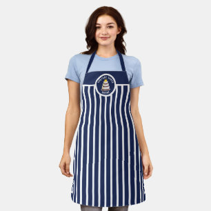 Kronenkuchen Kurzer Text Navy Blue Stripes Bäcker Schürze