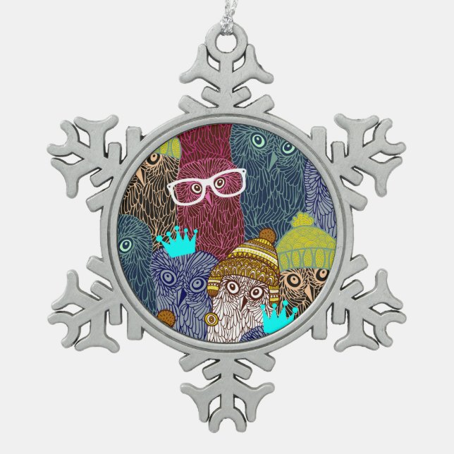 Kronenschale Schneeflocken Zinn-Ornament (Vorderseite)