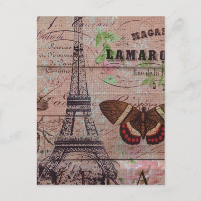 Kronenschmetterling Paris Eiffelturm Postkarte (Vorderseite)