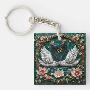 🦢 Kronenschwan-Design für romantische Naturgesche Schlüsselanhänger