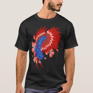 Kronenschwanz-Kampffisch mit Sakura-Blütenblättern T-Shirt