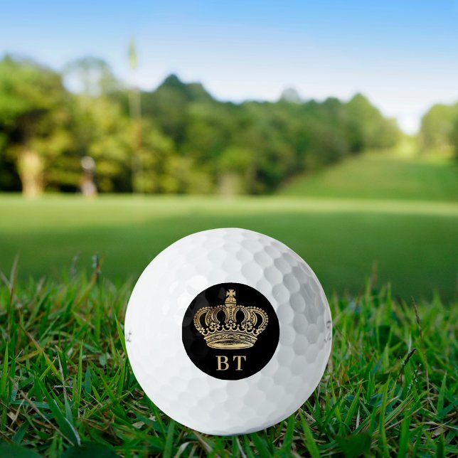 Kronenschwarze Monogramm-Initialen Golfball (Von Creator hochgeladen)